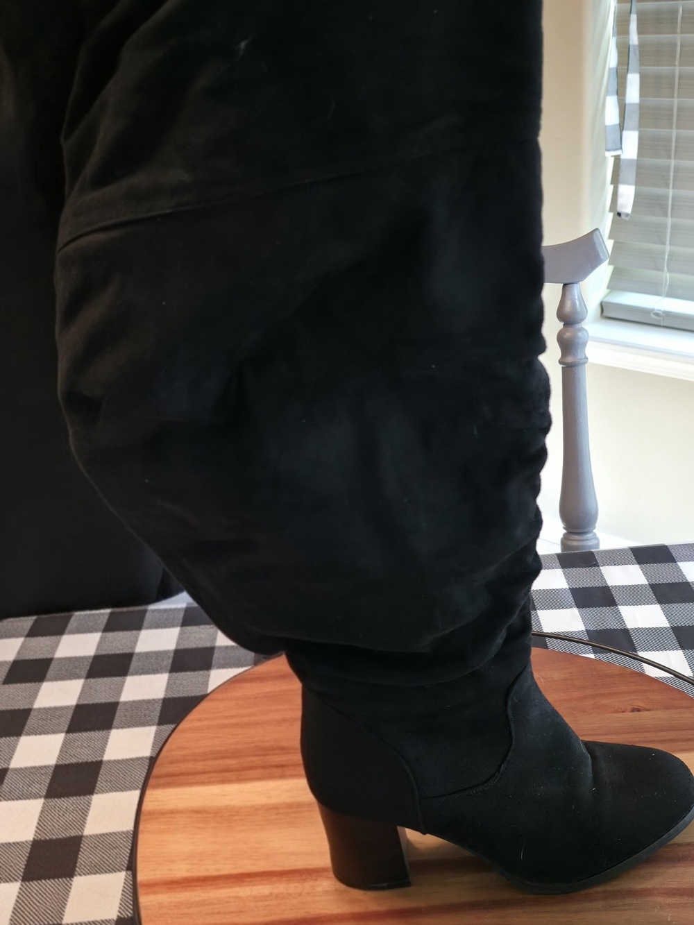 Journee Collection Black Over-the-Knee Suede Block Heel Boots